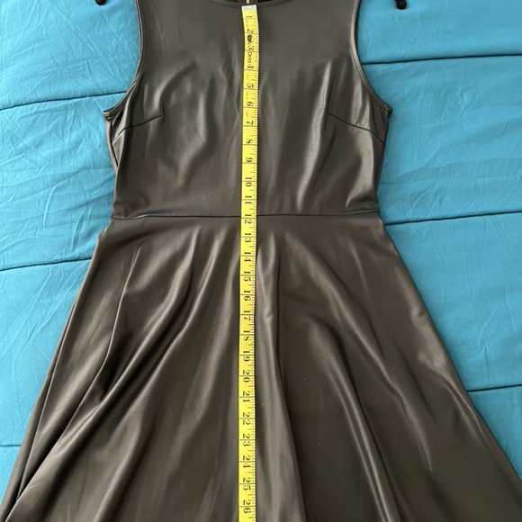 Faux Leather Skater Dress - Black - Picture 5 of 6